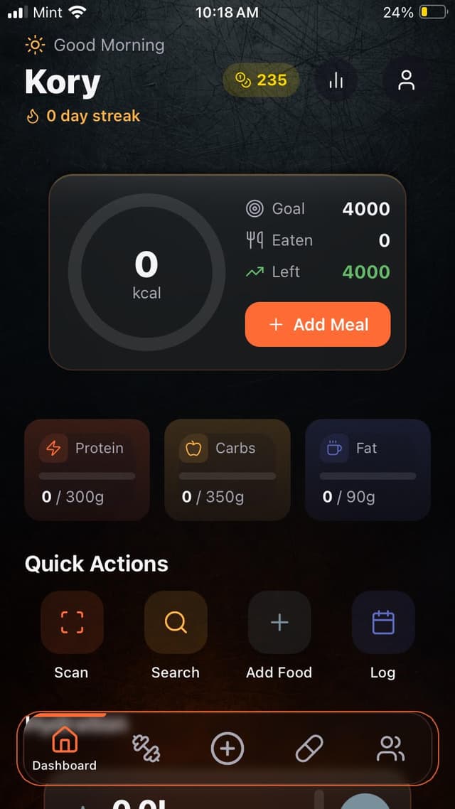 MacroForge App Dashboard